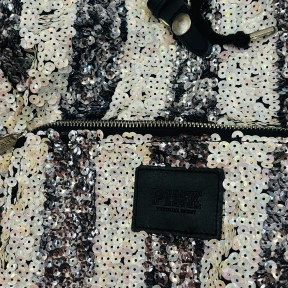 Victorias Secret Pink Rare Black and White Striped Backpack - Picture 8 of 9